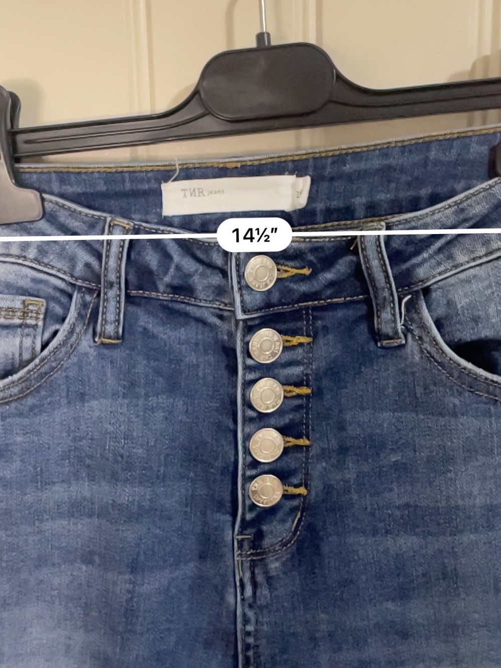 High-Rise Button-Fly Blue Flare Jeans - Picture 9 of 10